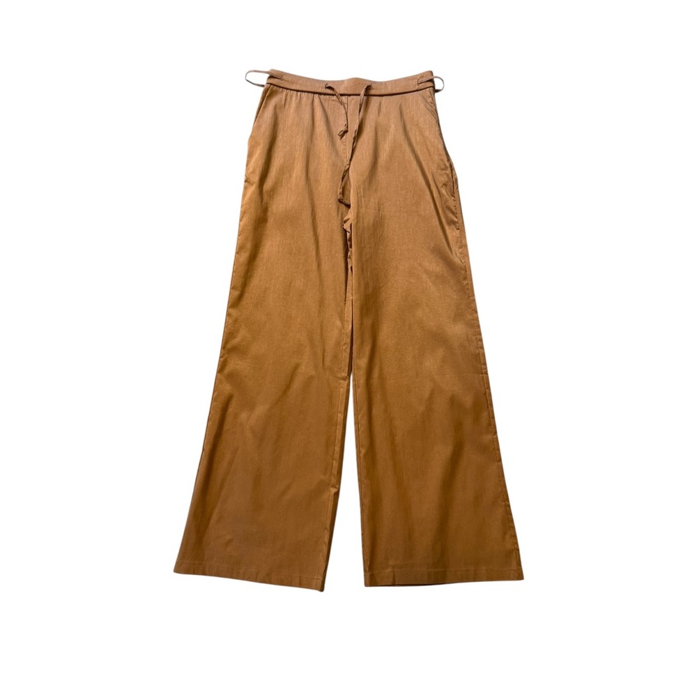 OGL Tree Brown Wide Leg Drawstring Linen Blend Trousers Pants Medium NEW